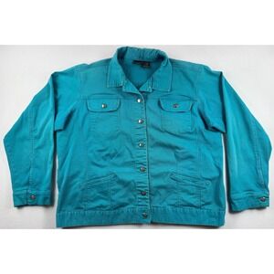 Southern Expressions Womens 2X Turquoise Denim Jacket Western Cowgirl Faded